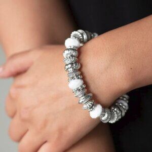 Paparazzi Jewelry - Live Life To The COLOR-fullest - White Bracelet - Vintage